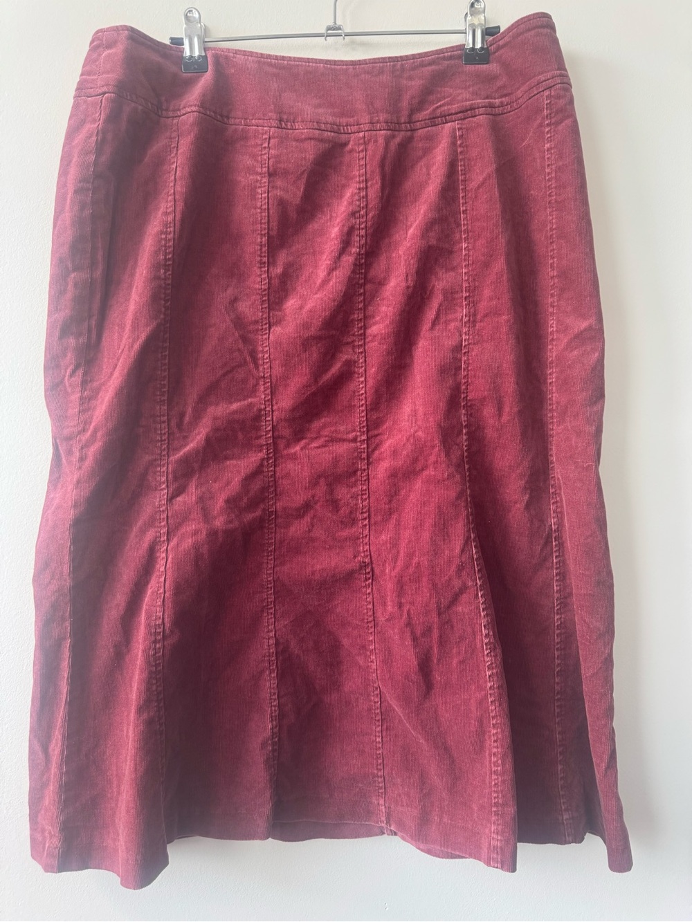 H&M Corduroy Maroon A-Line Skirt Burgundy Red Academia Sz 12